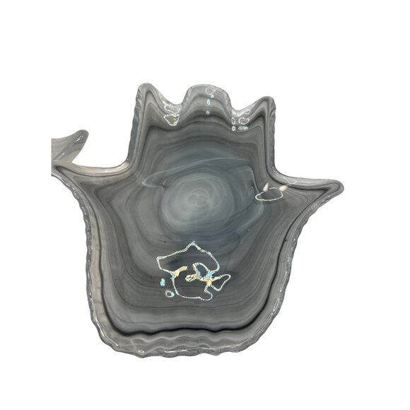 2 Gray and White Glass Swirl Stacking Dishes - Picture 8 of 8